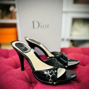 Christian Dior Black patent leather sandals/heels— Authentic